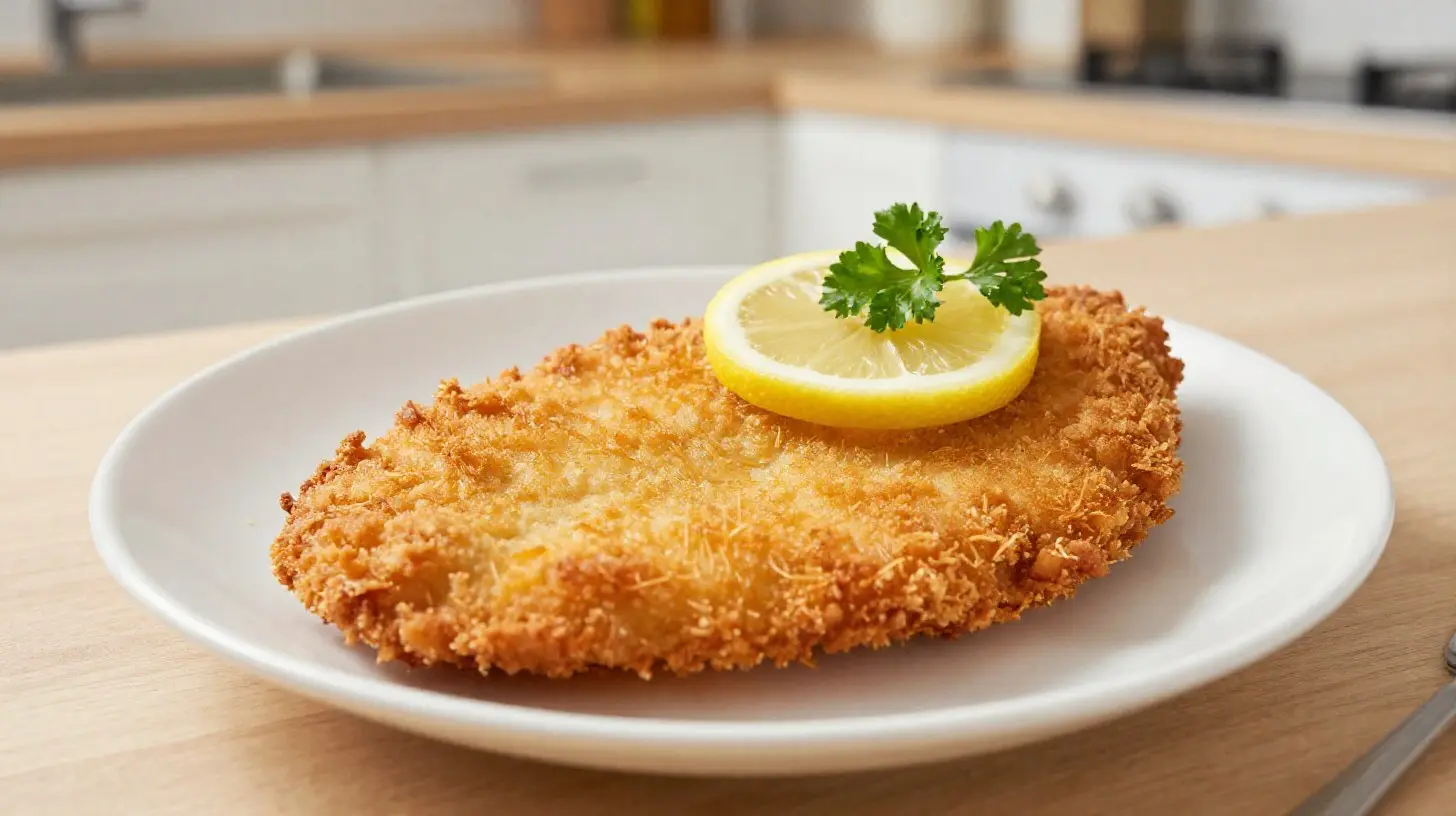 Krokante kalfschnitzel bereid in de Airfryer voor een gezondere keuze.