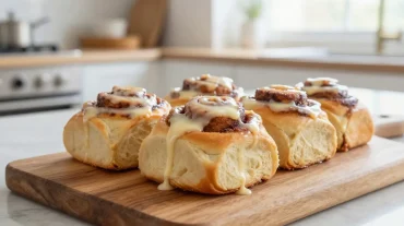 Heerlijk kaneelbroodjes gemaakt in de Airfryer met een gouden, krokante bovenkant.