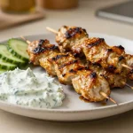 Heerlijke kip souvlaki bereid in de Airfryer voor een gezonde maaltijd.