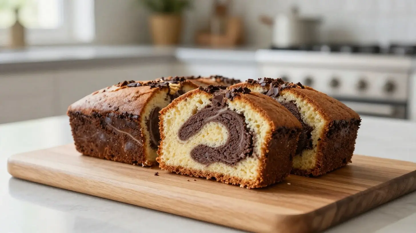 Lekkere marmercake gebakken in de Airfryer met een luchtige structuur.