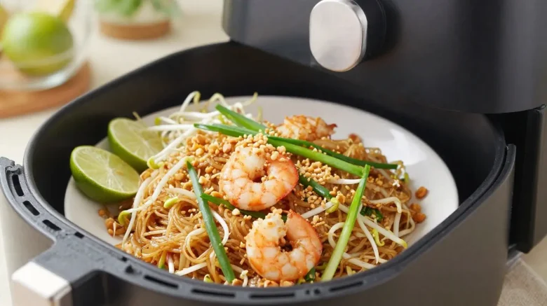 Heerlijke Pad Thai bereid in de Airfryer met verse ingrediënten en een unieke smaak.