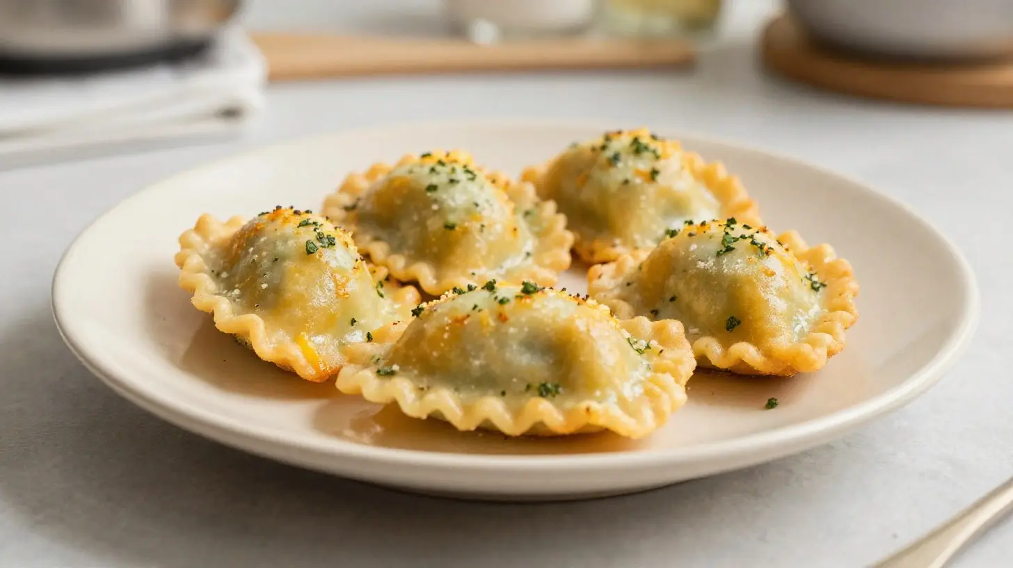 Heerlijke ravioli in de Airfryer voor een knapperige bite en vol smaak.