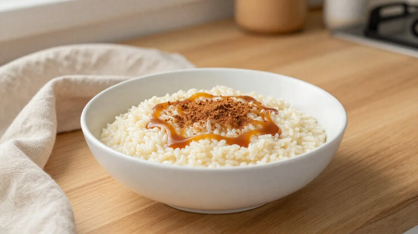 Heerlijke rijstepap bereid in de Airfryer met een romige textuur en een heerlijke vanillesmaak.