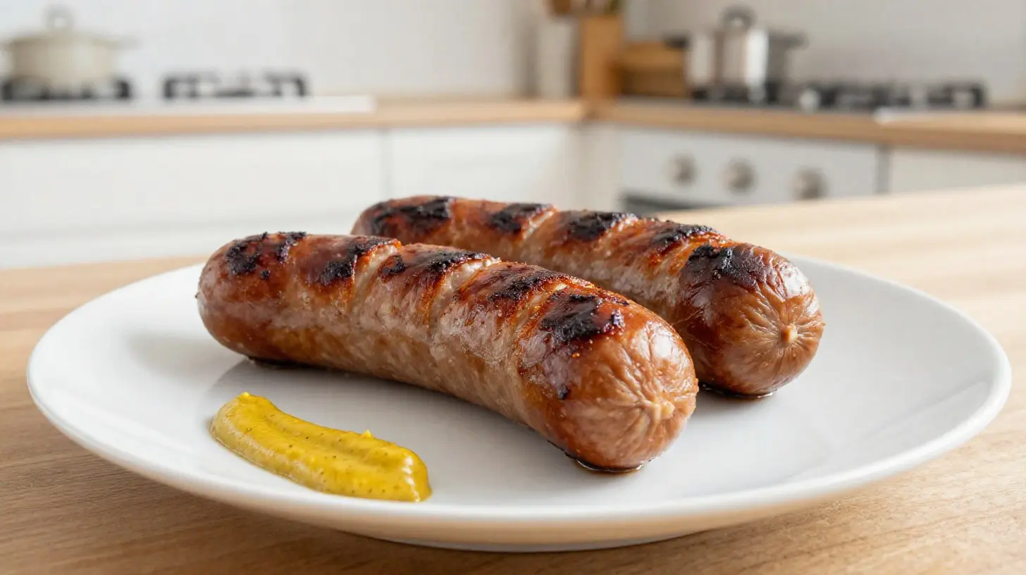 Heerlijke rookworst bereid in de airfryer met een krokante buitenkant.