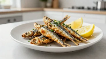 Heerlijk knapperige sardientjes bereid in de Airfryer voor een gezonde maaltijd.