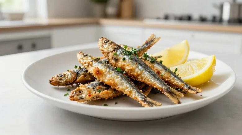 Heerlijk knapperige sardientjes bereid in de Airfryer voor een gezonde maaltijd.