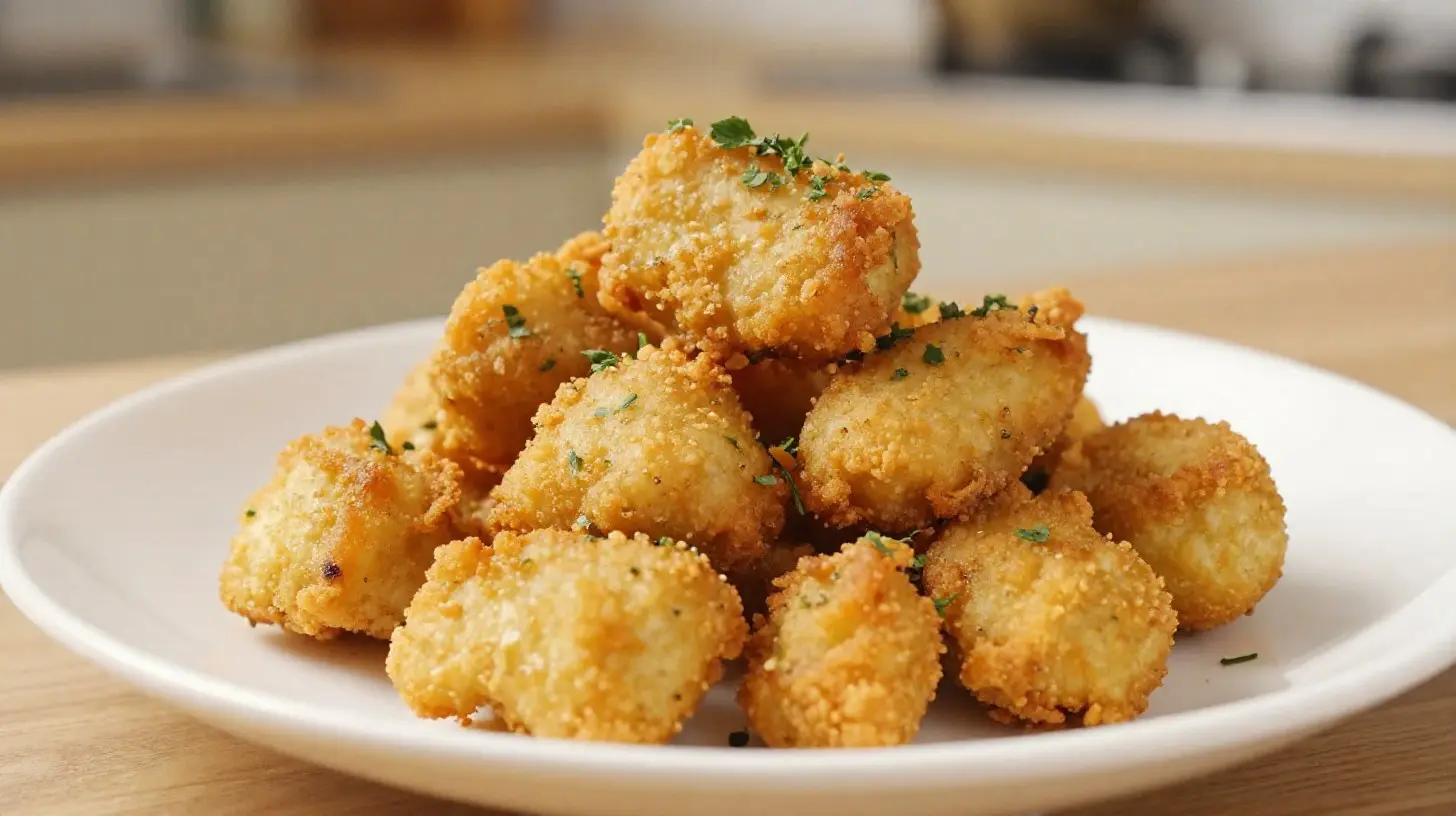 Knapperige seitan bereid in de Airfryer voor een heerlijke, gezondere maaltijd.