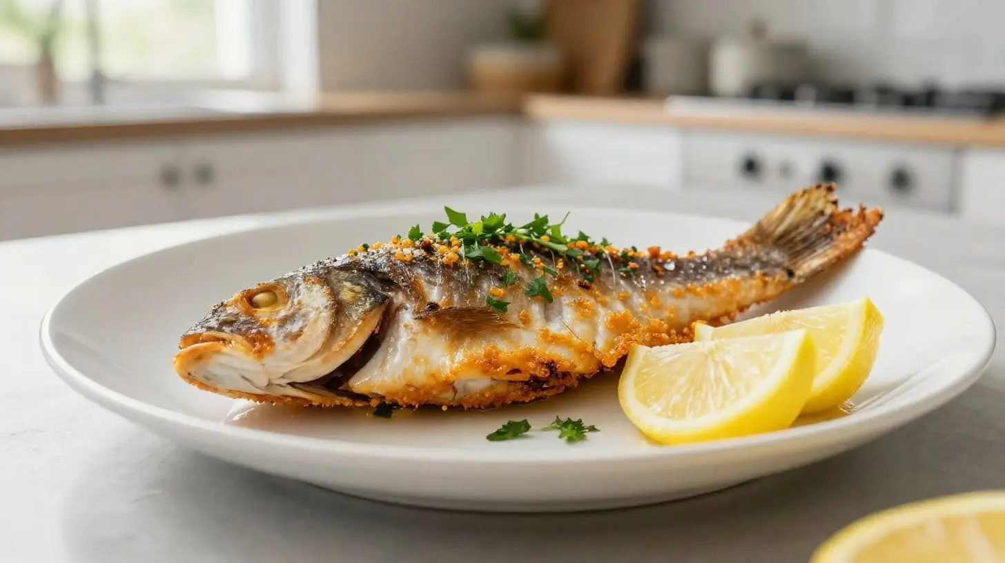 Heerlijke zeebaars bereid in de Airfryer voor een perfecte krokante buitenkant.