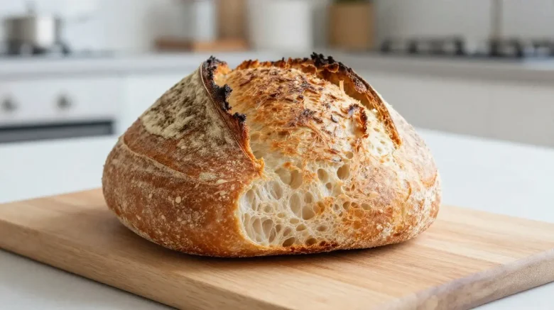 Vers zuurdesem brood gebakken in de Airfryer met een krokante korst.
