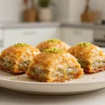 Heerlijke baklava uit de airfryer met een krokante korst en zoete notenvulling.