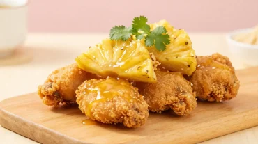 Heerlijke kip met ananas bereid in de Airfryer voor een sappige smaakervaring.