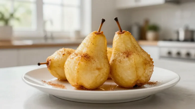 Heerlijke peer in de airfryer met een perfecte karamellaag.