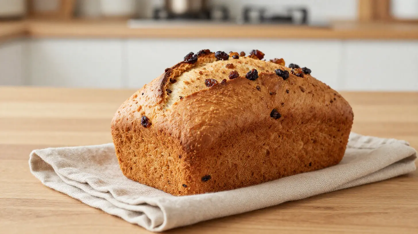 Heerlijk rozijnenbrood bereid in de Airfryer voor een knapperige korst.