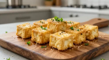 Heerlijke tofu in de Airfryer met een krokante buitenkant en mals binnenin.